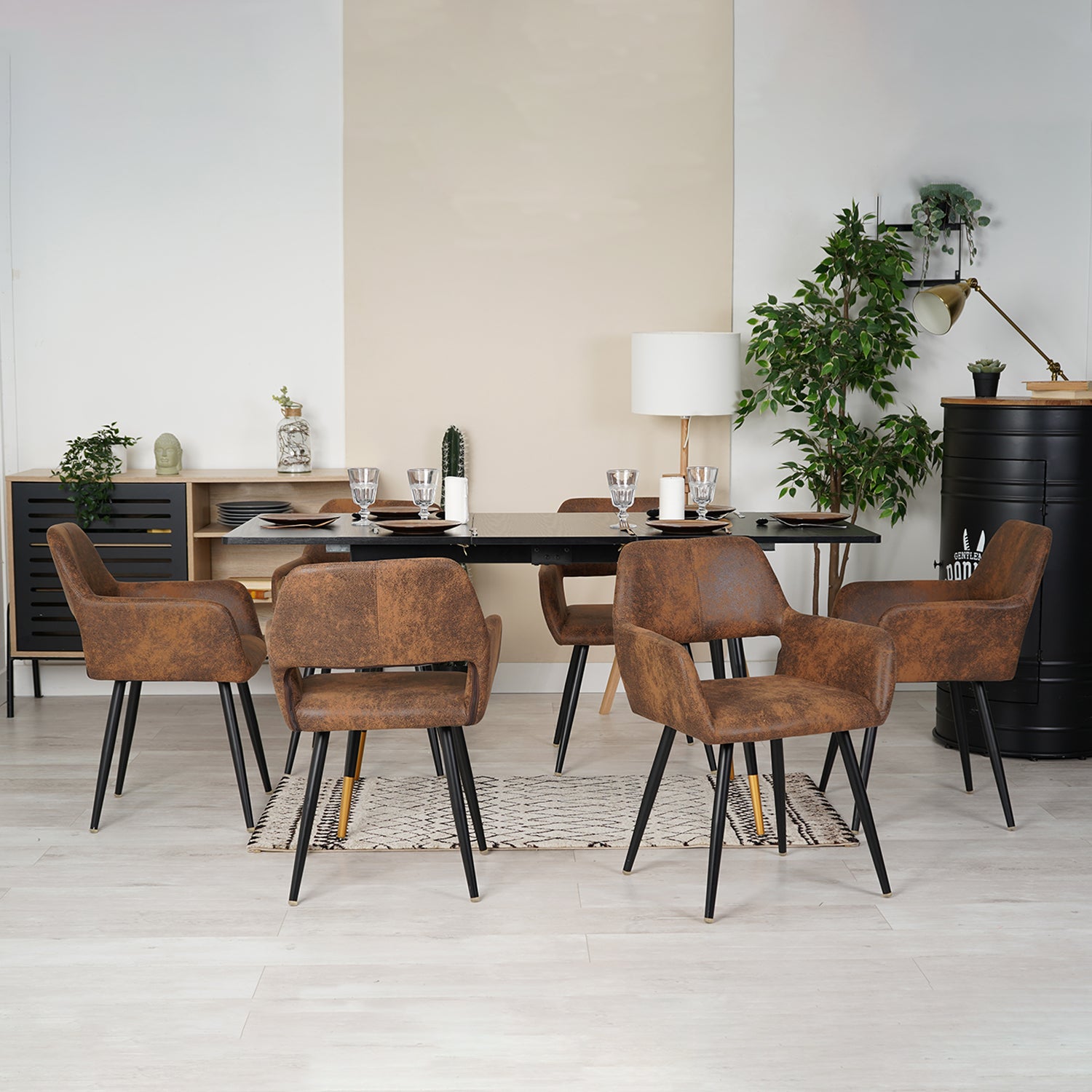 Table de salle à manger rétro style industriel extensible en bois - WHALEN