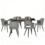 Round Table Table Table Table Timber Ø80 cm with 4 black velvet chairs, modern and comfortable style