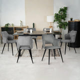 Round Table Table Table Table Timber Ø80 cm with 4 black velvet chairs, modern and comfortable style