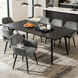 Lot de 6 fauteuils de salle à manger scandinaves avec accoudoirs en velours côtelé gris - CROMWELL CORDUROY