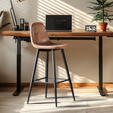Set di 2 sgabelli da bar industriali con schienale in pelle scamosciata - CHARLTON BAR