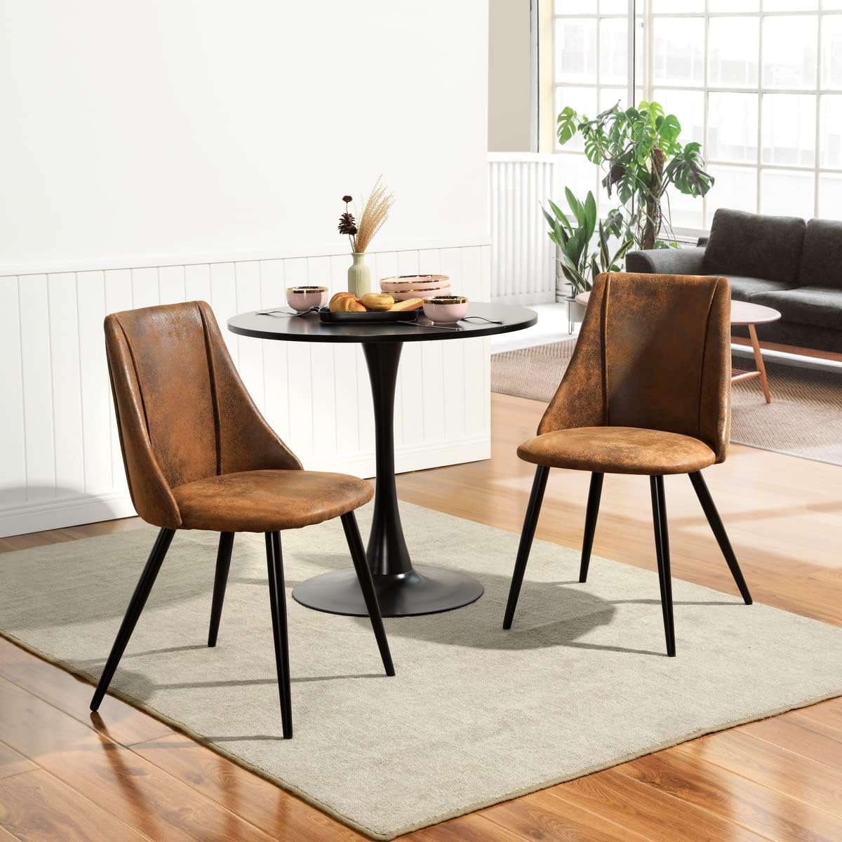 Lot de 6 chaises de salle à manger industrielles en suédine - SMEG
