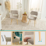 Lot de 4 fauteuils de salle à manger scandinaves avec accoudoirs en tissu beige - CROMWELL