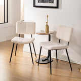 Lot de 4 chaises de salle à manger scandinaves en tissu mouton bouclette beige - POMONA