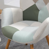 Sillón escandinavo con reposabrazos en tela de mosaico Aqua con costuras - Funkel