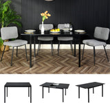 Extendable industrial dining table for 4 to 6 people in black MDF wood - bari