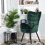 Sillón escandinavo con reposabrazos de terciopelo verde con costuras - Funkel