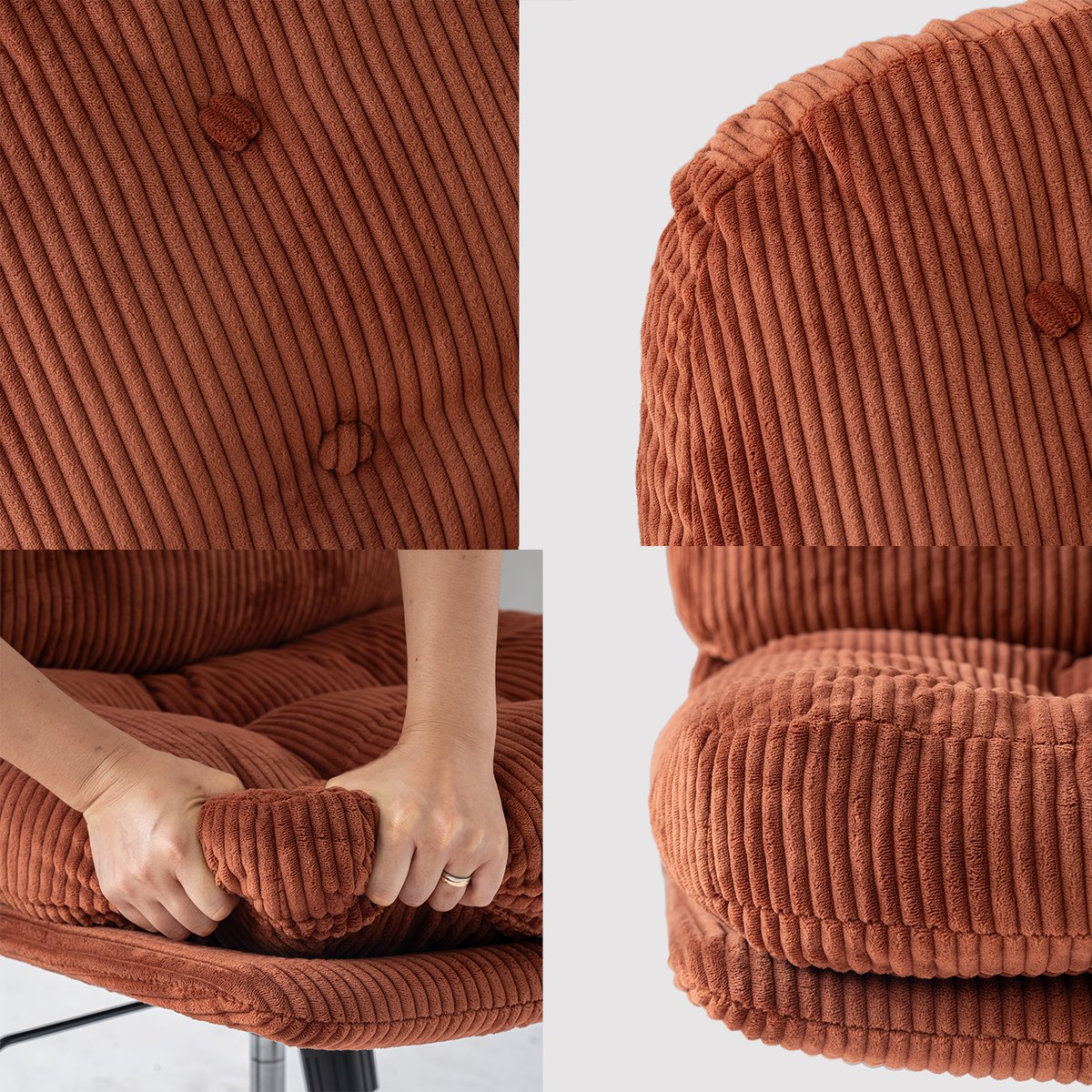 Poltrona lounge girevole e regolabile in velluto a coste color mattone - ALINTONEX