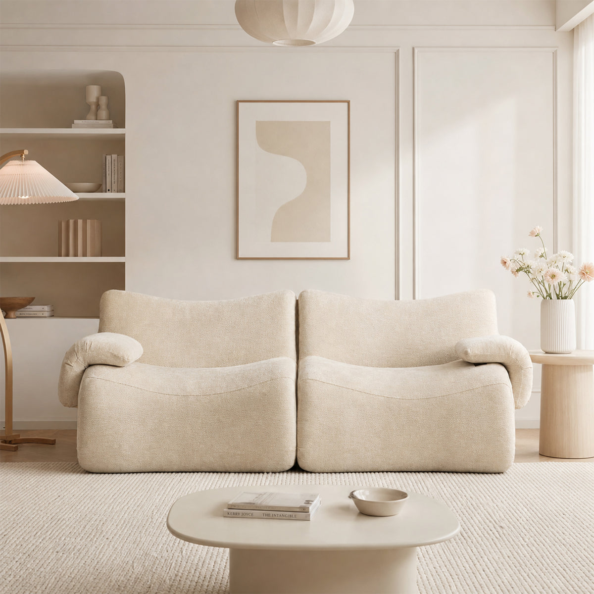 Canapé modulaire chenille beige 2 places
