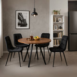 Round Table Table Table Table Timber Ø80 cm with 4 black velvet chairs, modern and comfortable style