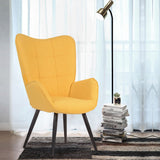 Fauteuil scandinave avec accoudoirs en tissu jaune à surpiqûres - BOGDAN