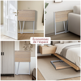 Bureau/table d'ordinateur industriel pliant en bois de chêne et en métal blanc - ASCOLI