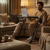 Foldable side table for laptop, adjustable sofa adjustable sofa with tilting tray and cup holder-baseline