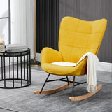 Poltrona scandinava che allatta al seno con bracciale in tessuto giallo con cuciture - Kelan