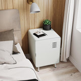 Table de chevet en métal blanc style industriel avec rangement et étagère - WALNUT