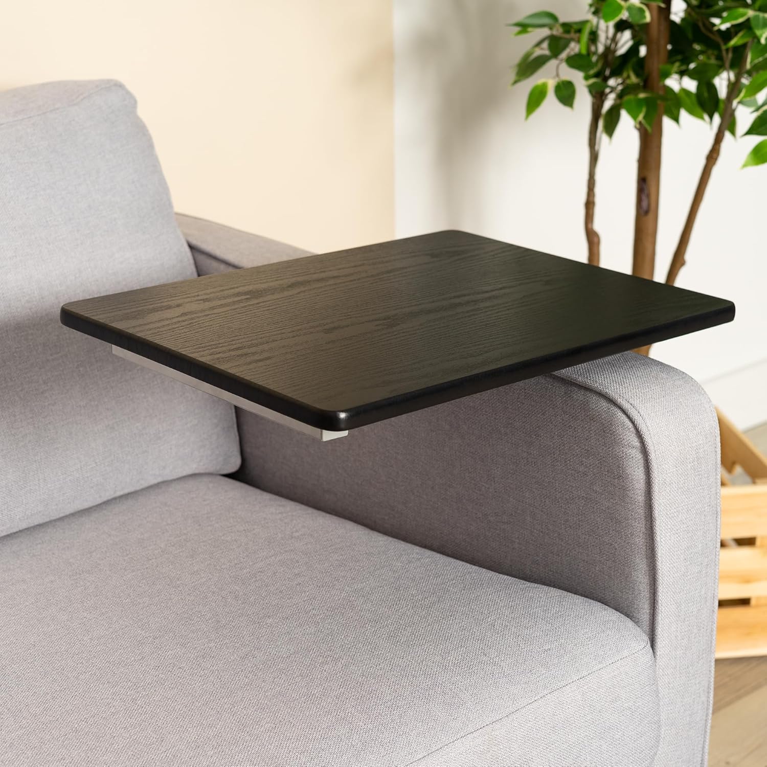 Mesa de noche giratoria/soporte ordenador PC, mesa con ruedas, regulable en altura - BELLO BLACK