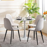 Table salle à manger ronde scandinave 2-4 personnes en bois et métal blanc - CLIFT