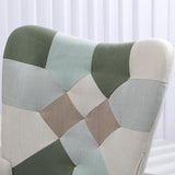 Sillón escandinavo con reposabrazos en tela de mosaico Aqua con costuras - Funkel