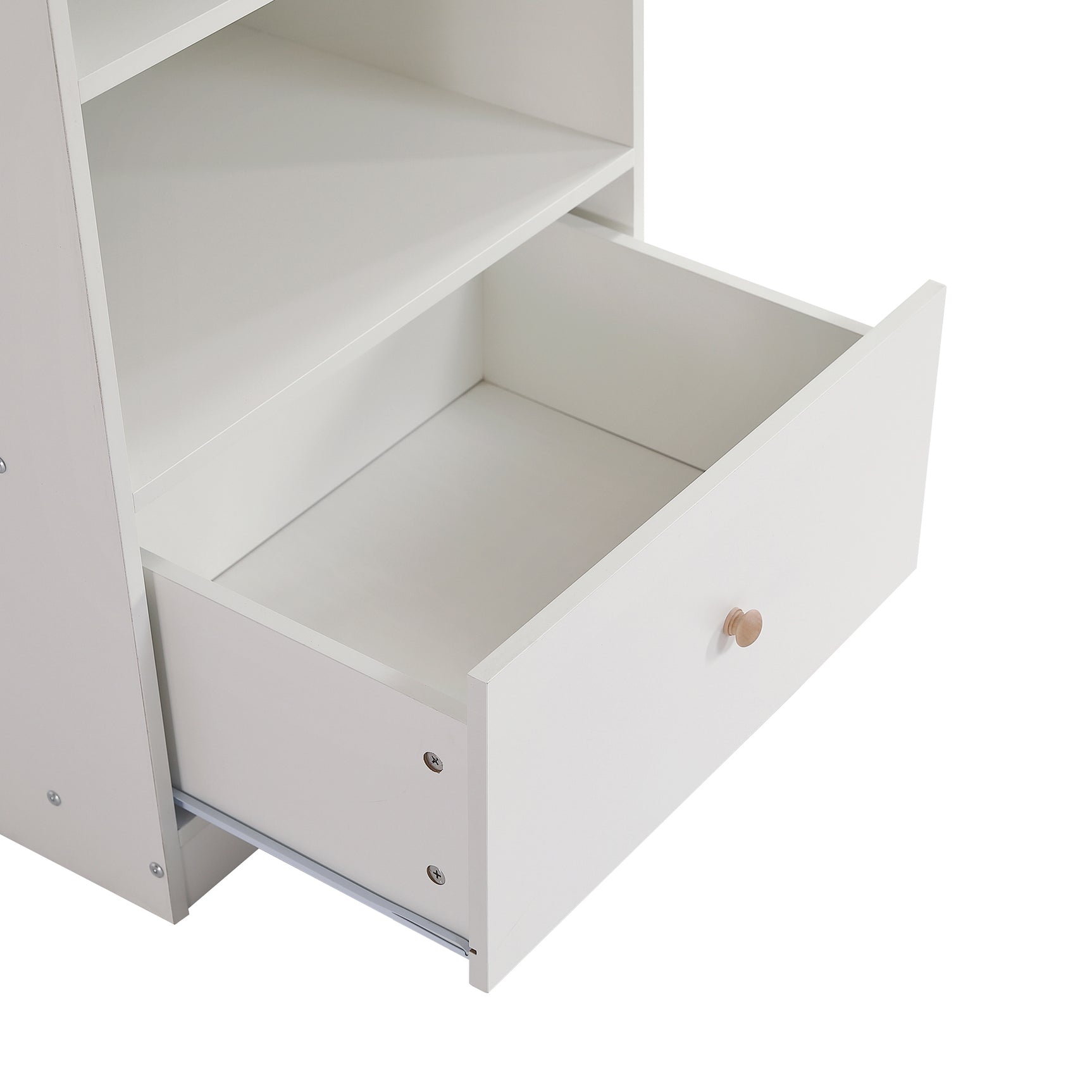 Bibliothèque blanche moderne avec 3 étagères et 1 tiroir au design minimaliste et rangement pratique