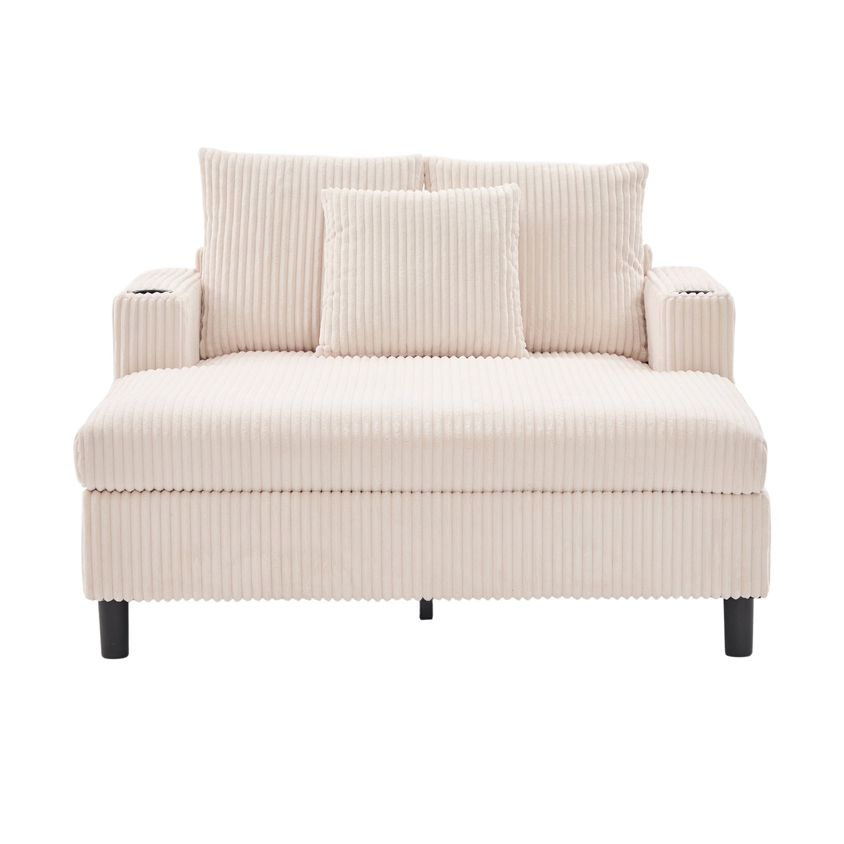 2-Sitzer-Sofa aus beigem Stoff im skandinavischen Stil – AHBARM