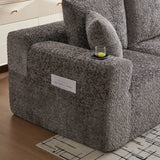 2-Sitzer-Schlafsofa aus dunkelgrauem Stoff mit Seitentaschen, modernes Schlafsofa