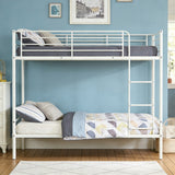 Lit superposé 2 places et 2 étages en métal blanc avec échelle 90x190cm (matelas non inclus) - TWIN