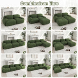 Ensemble de canapés avec accoudoirs incurvés et base antidérapante en tissu velours côtelé doux pour le salon, vert, siège 4+tabouret 1
