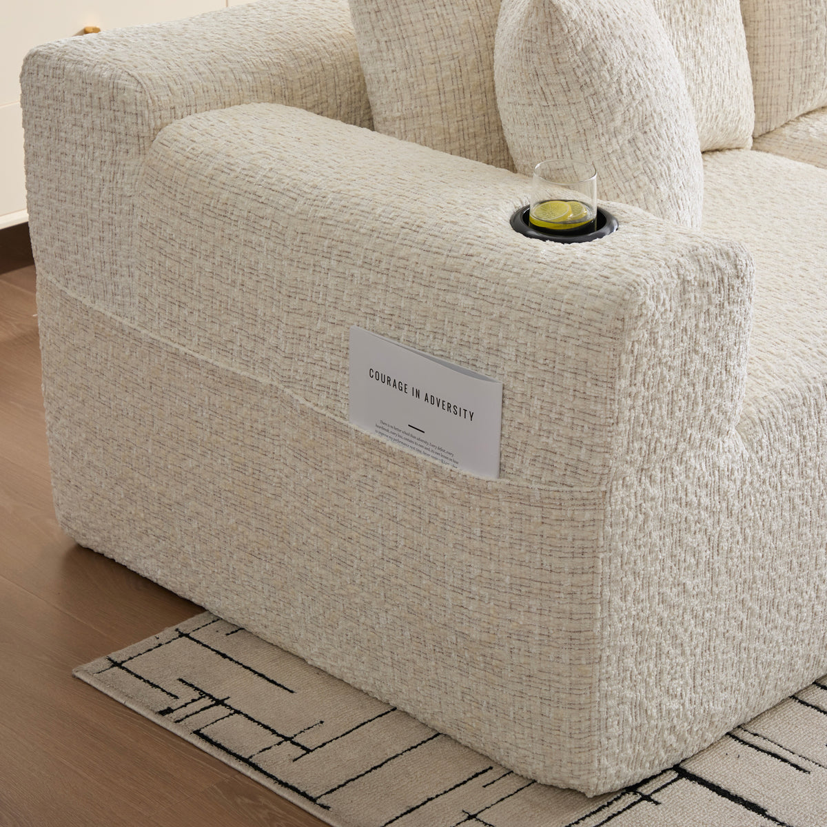 2-Sitzer-Schlafsofa aus dunkelgrauem Stoff mit Seitentaschen, modernes Schlafsofa