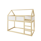 Mezzanine -Bett für Kinder 90x200 cm in massivem Holz mit Skala, Designkabine und natürlichen Holz Finish