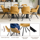 Round Table Table Table Table Timber Ø80 cm with 4 black velvet chairs, modern and comfortable style