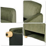 Lot de 2 fauteuil de détente 1 place canapé pour salon, fauteuil avec emballage en velours côtelé vert&beige - KARIA