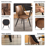 Ensemble de salle à manger de style scandinave composé d'une table ronde en chêne et de 2 chaises en suédine marron
