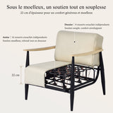 Loungesessel mit Armlehnen aus beigem Cord – DOMCO