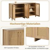 Moderne minimalistische natürliche Holzbuffet mit 4 Handetüren und Metallgriffen