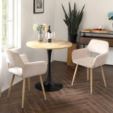 Round Table Table Table Table Timber Ø80 cm with 4 black velvet chairs, modern and comfortable style