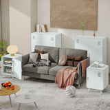 Table de chevet en métal blanc style industriel avec rangement et étagère - WALNUT