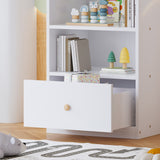 Bibliothèque blanche moderne avec 3 étagères et 1 tiroir au design minimaliste et rangement pratique