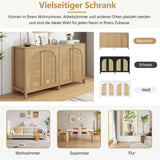Moderne minimalistische natürliche Holzbuffet mit 4 Handetüren und Metallgriffen