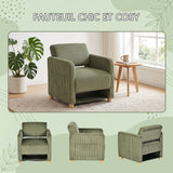 Fauteuil de détente 1 place canapé pour salon, fauteuil avec emballage en velours côtelé vert - KARIA