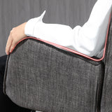 Fauteuil à bascule allaitement scandinave avec accoudoirs en tissu gris foncé capitonné - EPPING