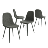 Lot de 4 chaises de salle à manger en tissu gris doux, chaises de détente avec dossier et pieds métalliques assortis scandinave - CHARLTON