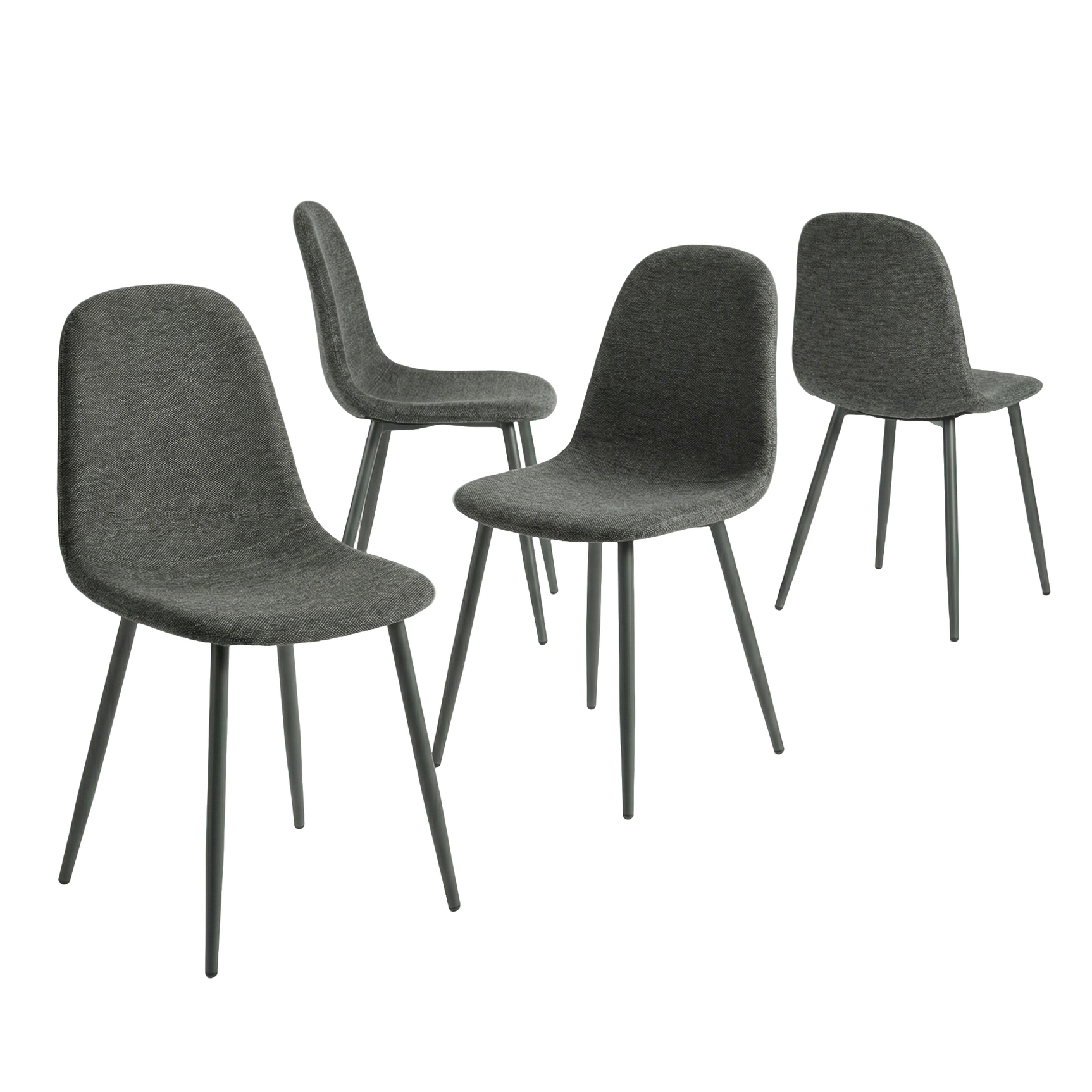 Lot de 4 chaises de salle à manger en tissu gris doux, chaises de détente avec dossier et pieds métalliques assortis scandinave - CHARLTON