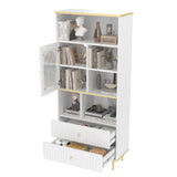 Bibliothèque multifonctionnelle blanche avec LED et portes vitrées – 78×36×180 cm