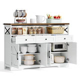Buffet rustique blanc et brun avec 3 tiroirs et 2 portes