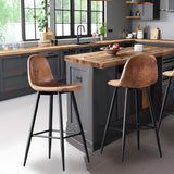 Set di 2 sgabelli da bar industriali con schienale in pelle scamosciata - CHARLTON BAR