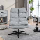 Fauteuil de loisirs pliable sans accoudoirs en tissu gris pivotant à 360° - AESTON