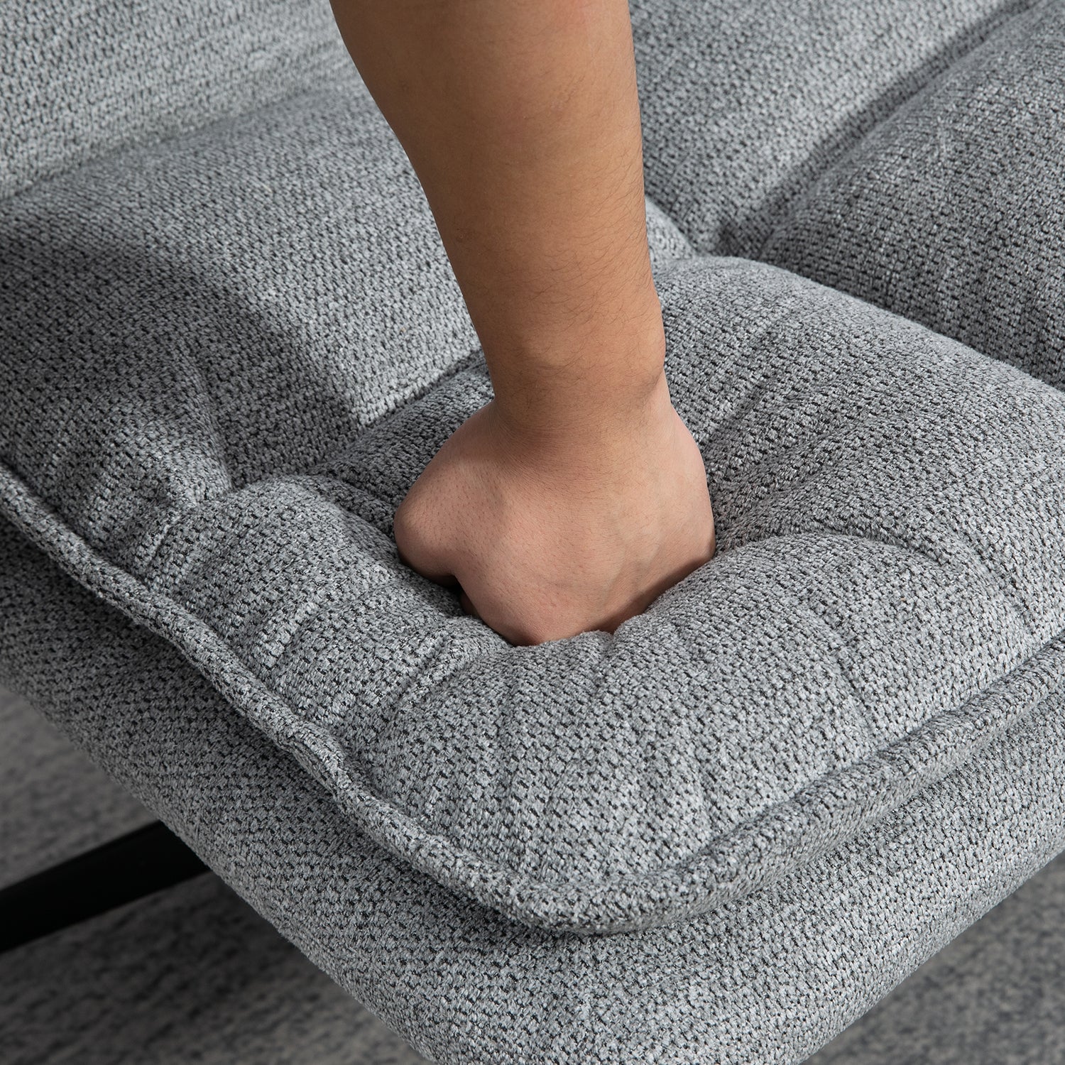 Fauteuil de loisirs pliable sans accoudoirs en tissu gris pivotant à 360° - AESTON