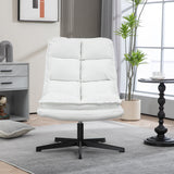 Fauteuil de loisirs pliable sans accoudoirs en tissu blanc pivotant à 360° - AESTON