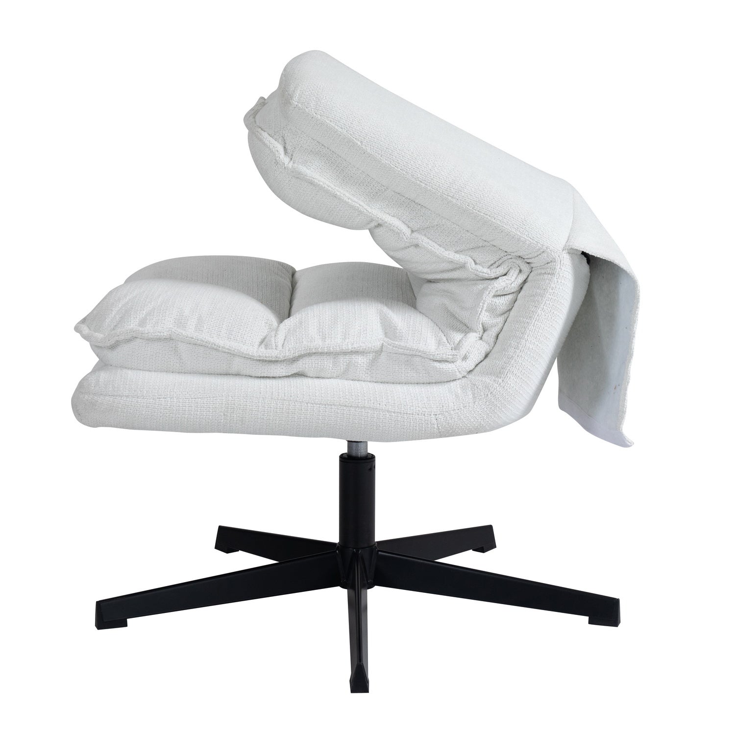 Fauteuil de loisirs pliable sans accoudoirs en tissu blanc pivotant à 360° - AESTON