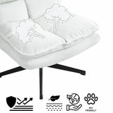 Fauteuil de loisirs pliable sans accoudoirs en tissu blanc pivotant à 360° - AESTON